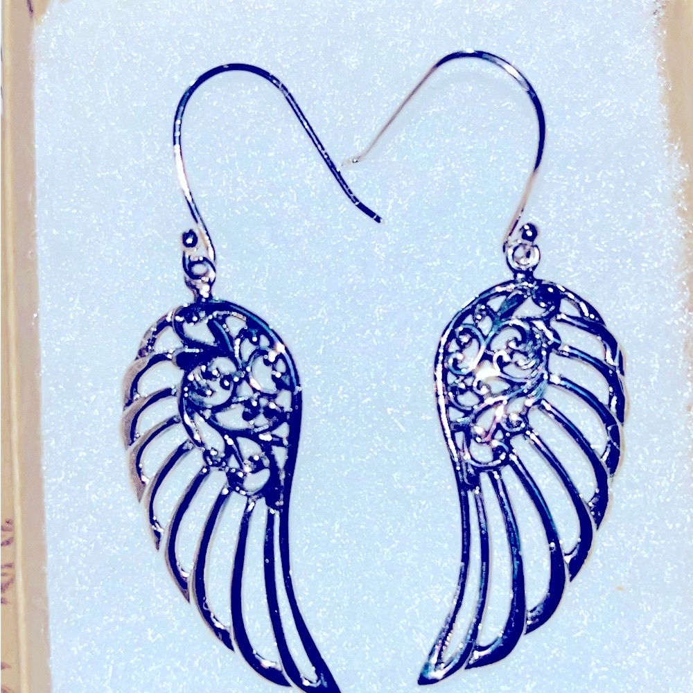 New angel wing sterling silver earrings